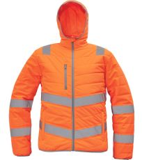 Pánska zimná bunda s HI-VIS pruhmi MONTROSE Cerva oranžová