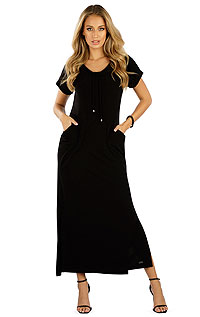 Dámske dlhé šaty s rázporkom 5E005 LITEX čierna