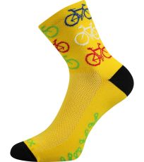 Unisex vzorované športové ponožky Ralf X Voxx bike/žltá