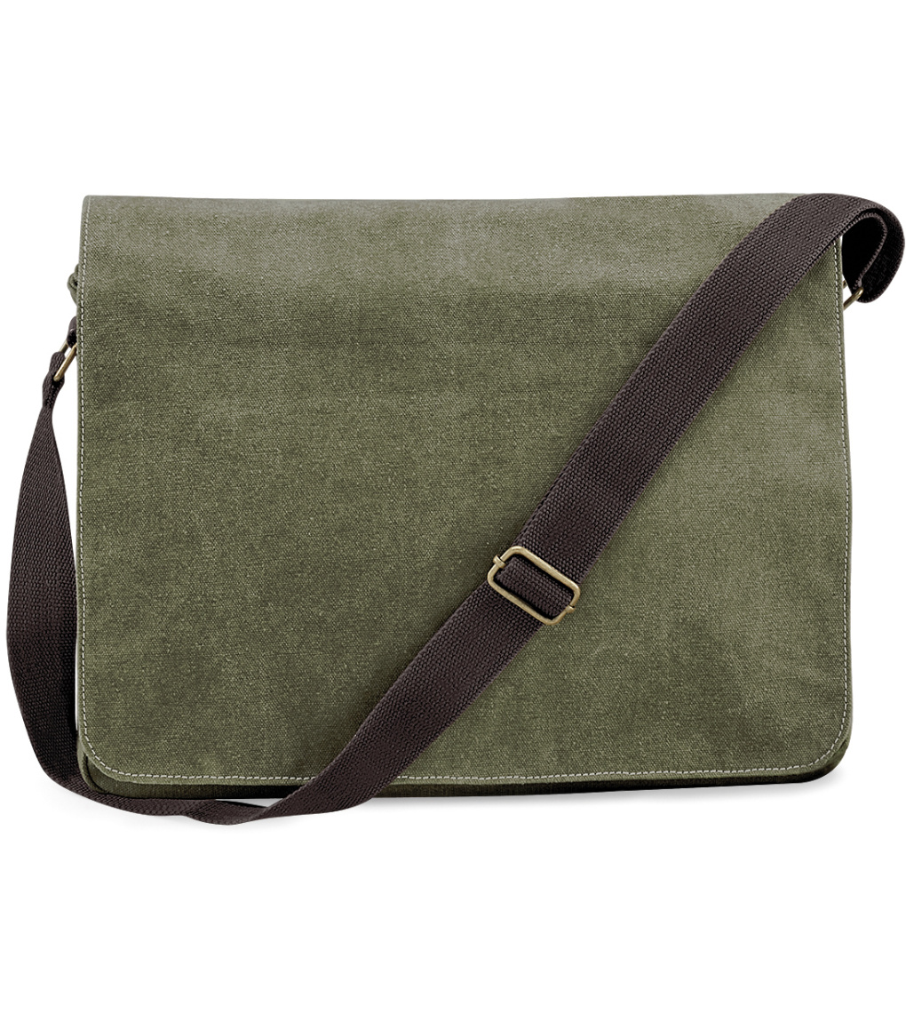 Quadra Plátená vintage taška cez rameno QD610 Vintage Military Green 40 x 30 x 12 cm