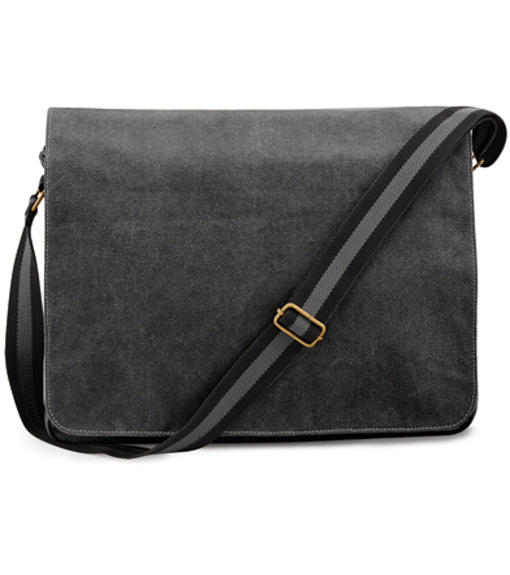 Quadra Plátená vintage taška cez rameno QD610 Vintage Black 40 x 30 x 12 cm