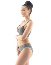 Nohavičky klasické s úzkym bokom 00037P GINA Šedá-biela