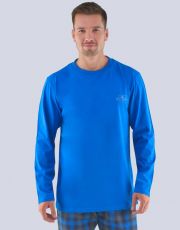 Pánske pyžamové tričko s dlhým rukávom 79469P GINA modrá