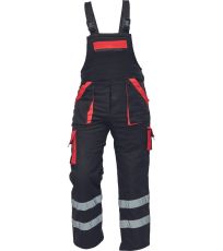 Pánske zimné pracovné nohavice s trakmi MAX WINTER RFLX Cerva čierna/červená