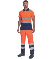 Pánska HI-VIS polokošeľa CADIZ Cerva oranžová/navy