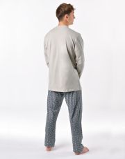 Pánske dlhé pyžamo 79191P GINA sv.sivá-tm.sivá