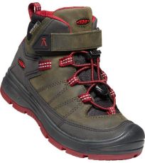 Detská zimná obuv REDWOOD MID WP C KEEN steel grey/red dahlia