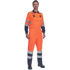 Pánske HI-VIS pracovné nohavice s trakmi LORCA Cerva oranžová/navy