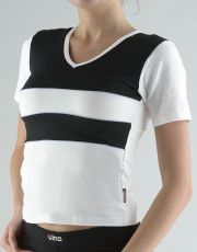Tričko s krátkym rukávom kombinácie farieb a paspula 98003P GINA Biela-čierna