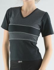 Tričko s krátkym rukávom kombinácie farieb a paspula 98003P GINA Čierna-tm. šedá