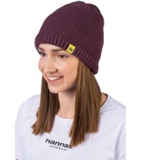 Dámska pletená čiapka z merina BRITA HANNAH Mauve wine