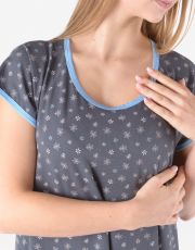 Dámska nočná košieľka 19176P GINA tm. šedá pomnenková