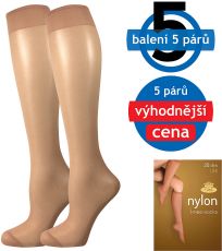 Silónové podkolienky - 5 párov NYLON 20 DEN Lady B beige