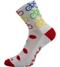 Unisex vzorované športové ponožky Ralf X Voxx bike/biela