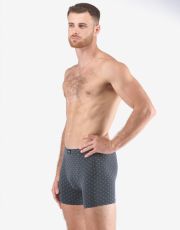 Pánske nadmerné boxerky s dlhšou nohavičkou 74175P GINA šedá-aqua